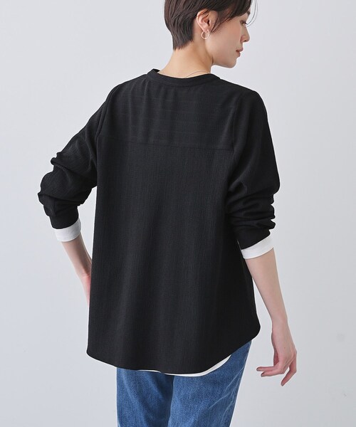 INDIVI(インディヴィ)の「【洗える/凹凸素材】ブラウスライク デザインジャージトップス(Tシャツ/カットソー・レディース・ホワイト系3/ブラック/イエロー系その他/ブルーグリーン・05/13/15 /34/38)」の7枚目の写真
