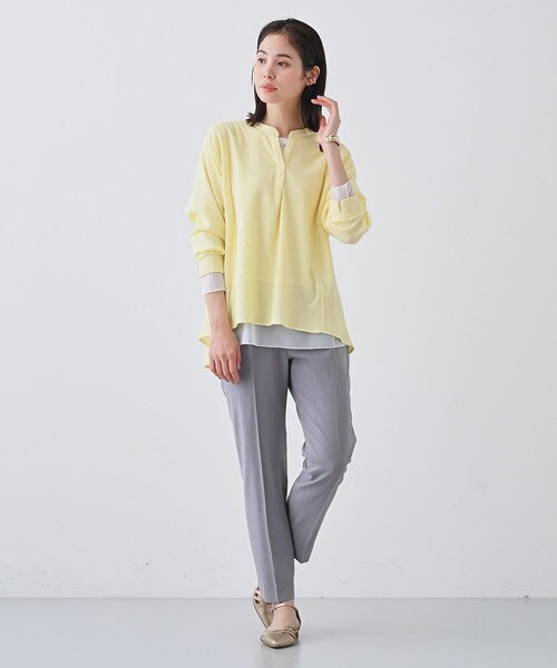 INDIVI(インディヴィ)の「【洗える/凹凸素材】ブラウスライク デザインジャージトップス(Tシャツ/カットソー・レディース・ホワイト系3/ブラック/イエロー系その他/ブルーグリーン・05/13/15 /34/38)」の11枚目の写真