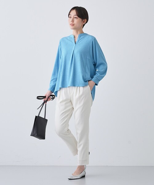 INDIVI(インディヴィ)の「【洗える/凹凸素材】ブラウスライク デザインジャージトップス(Tシャツ/カットソー・レディース・ホワイト系3/ブラック/イエロー系その他/ブルーグリーン・05/13/15 /34/38)」の17枚目の写真