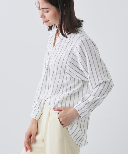 INDIVI(インディヴィ)の「【洗える/凹凸素材】ブラウスライク デザインジャージトップス(Tシャツ/カットソー・レディース・ホワイト系3/ブラック/イエロー系その他/ブルーグリーン・05/13/15 /34/38)」の19枚目の写真
