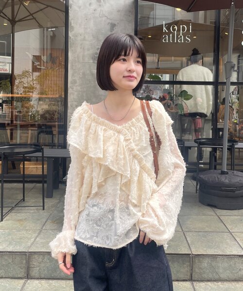 mline　ジャガードオフショルブラウス セール】[mline]ジャガードオフショルブラウス（シャツ/ブラウス