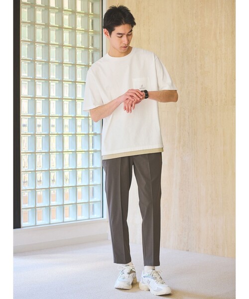 Gramicci（グラミチ）の「【別注】＜Gramicci＞GLR ヘム レイヤード Tシャツ（Tシャツ/カットソー・メンズ・ホワイト/オリーブ/グレー・M/L/XL）」の4枚目の写真