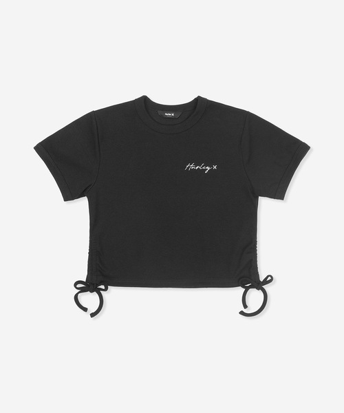 tシャツ 「Hurley/ハーレー」レディースリブTシャツ　サイドリボン　丈短　RIB SIDE SHIRRING SS TEE レディース Hurley/ハーレー】レディースリブTシャツ サイドリボン 丈短 RIB