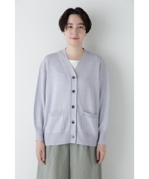 human woman（ヒューマンウーマン）の「◆【ウォッシャブル】ペーパーヤーンミドル丈カーディガン（カーディガン/ボレロ・レディース・ライトグリーン/ホワイト/パープル・MEDIUM）」の15枚目の写真