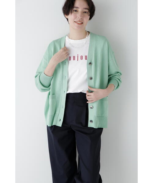 human woman（ヒューマンウーマン）の「◆【ウォッシャブル】ペーパーヤーンミドル丈カーディガン（カーディガン/ボレロ・レディース・ライトグリーン/ホワイト/パープル・MEDIUM）」の20枚目の写真