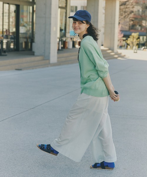 human woman（ヒューマンウーマン）の「◆【ウォッシャブル】ペーパーヤーンミドル丈カーディガン（カーディガン/ボレロ・レディース・ライトグリーン/ホワイト/パープル・MEDIUM）」の9枚目の写真