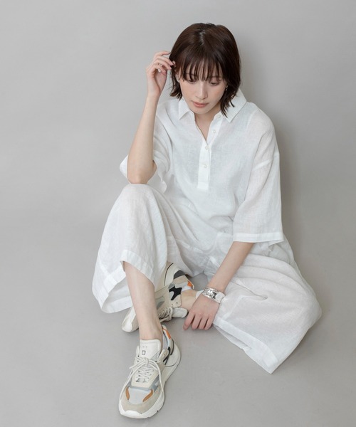 Munich（ミューニック）の「【吸水性」【発散性」フレンチリネンフレングスワイドパンツ（その他パンツ・レディース・ホワイト/ライトピンク/モカ/コーラルピンク/ブラック・S/M）」の16枚目の写真