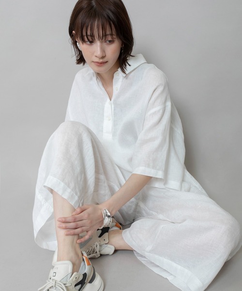 Munich（ミューニック）の「【吸水性」【発散性」フレンチリネンフレングスワイドパンツ（その他パンツ・レディース・ホワイト/ライトピンク/モカ/コーラルピンク/ブラック・S/M）」の17枚目の写真