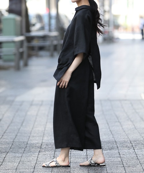 Munich（ミューニック）の「【吸水性」【発散性」フレンチリネンフレングスワイドパンツ（その他パンツ・レディース・ホワイト/ライトピンク/モカ/コーラルピンク/ブラック・S/M）」の19枚目の写真