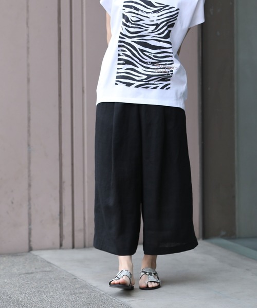 Munich（ミューニック）の「【吸水性」【発散性」フレンチリネンフレングスワイドパンツ（その他パンツ・レディース・ホワイト/ライトピンク/モカ/コーラルピンク/ブラック・S/M）」の6枚目の写真