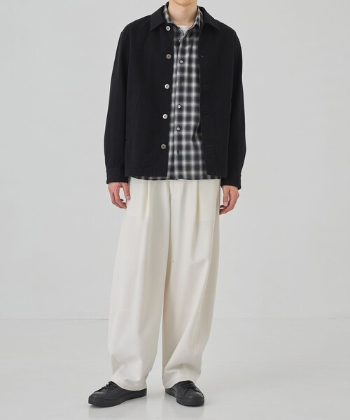 UNITED TOKYO(ユナイテッドトウキョウ)の「国産【尾州ウール】DRY WOOL シアーオンブレチェックシャツ |夏服|防臭|防シワ|通気性|インナー|レイヤード(シャツ/ブラウス・メンズ・ブラック/ブラウン・1/2)」の8枚目の写真