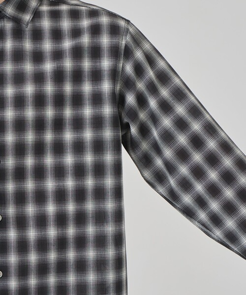 UNITED TOKYO(ユナイテッドトウキョウ)の「国産【尾州ウール】DRY WOOL シアーオンブレチェックシャツ |夏服|防臭|防シワ|通気性|インナー|レイヤード(シャツ/ブラウス・メンズ・ブラック/ブラウン・1/2)」の13枚目の写真