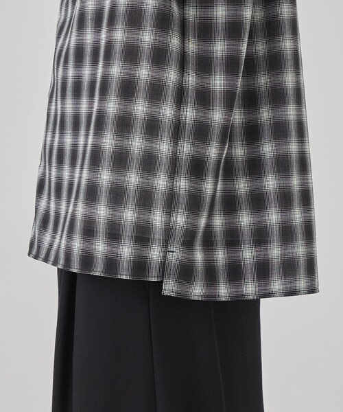 UNITED TOKYO(ユナイテッドトウキョウ)の「国産【尾州ウール】DRY WOOL シアーオンブレチェックシャツ |夏服|防臭|防シワ|通気性|インナー|レイヤード(シャツ/ブラウス・メンズ・ブラック/ブラウン・1/2)」の16枚目の写真