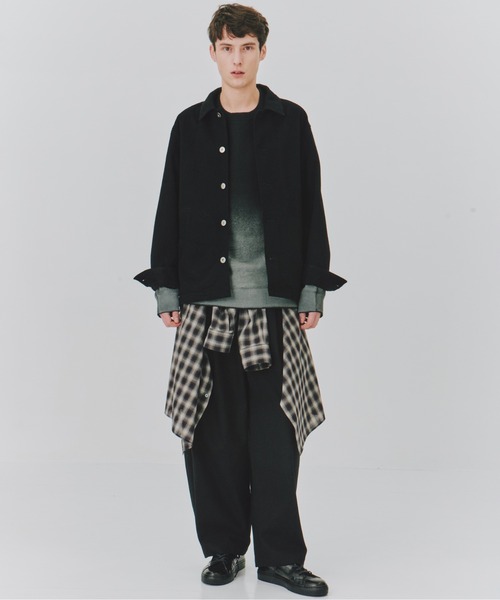 UNITED TOKYO(ユナイテッドトウキョウ)の「国産【尾州ウール】DRY WOOL シアーオンブレチェックシャツ |夏服|防臭|防シワ|通気性|インナー|レイヤード(シャツ/ブラウス・メンズ・ブラック/ブラウン・1/2)」の19枚目の写真