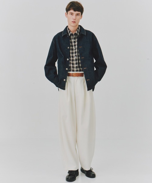 UNITED TOKYO(ユナイテッドトウキョウ)の「国産【尾州ウール】DRY WOOL シアーオンブレチェックシャツ |夏服|防臭|防シワ|通気性|インナー|レイヤード(シャツ/ブラウス・メンズ・ブラック/ブラウン・1/2)」の18枚目の写真