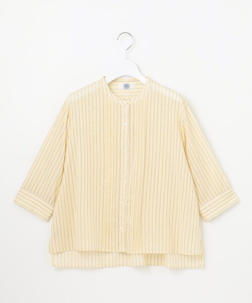 【通勤におすすめ/洗える】ピンストライプ柄シアーブラウス セール】【洗える】シアーピンストライプ ブラウスライク