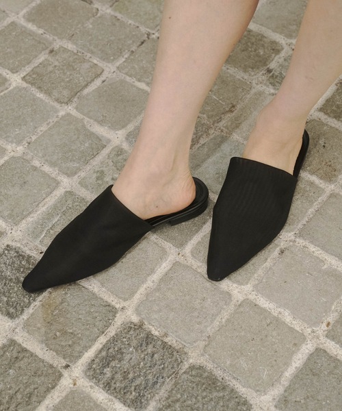 Pointed toe sheer mules / ポインテッドトゥシアーミュール