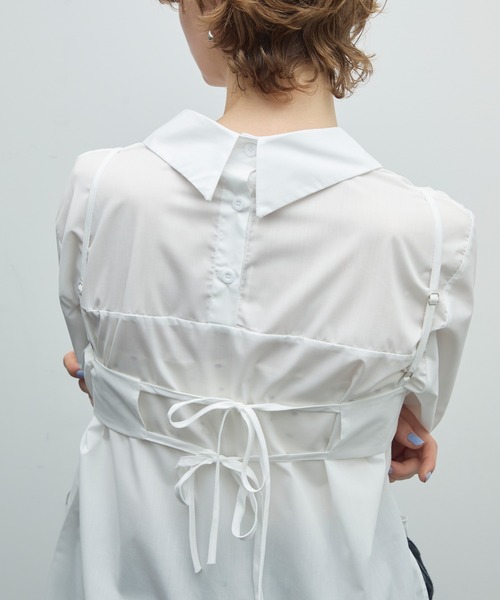 uyu.（ウユ）の「3wayビスチェレイヤードシャツ（シャツ/ブラウス・レディース・ブルー/ホワイト・FREE）」の3枚目の写真