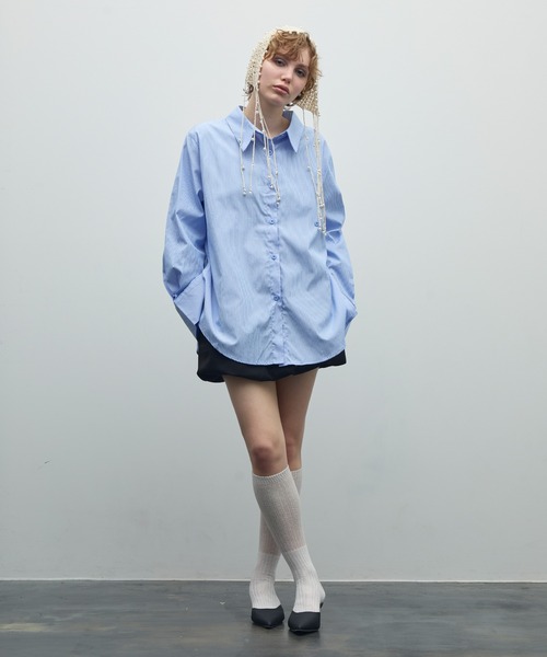 uyu.（ウユ）の「3wayビスチェレイヤードシャツ（シャツ/ブラウス・レディース・ブルー/ホワイト・FREE）」の17枚目の写真