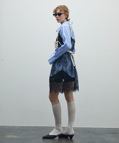 uyu.（ウユ）の「3wayビスチェレイヤードシャツ（シャツ/ブラウス・レディース・ブルー/ホワイト・FREE）」の22枚目の写真