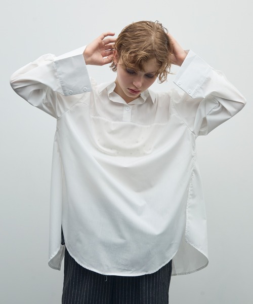 uyu.（ウユ）の「3wayビスチェレイヤードシャツ（シャツ/ブラウス・レディース・ブルー/ホワイト・FREE）」の9枚目の写真