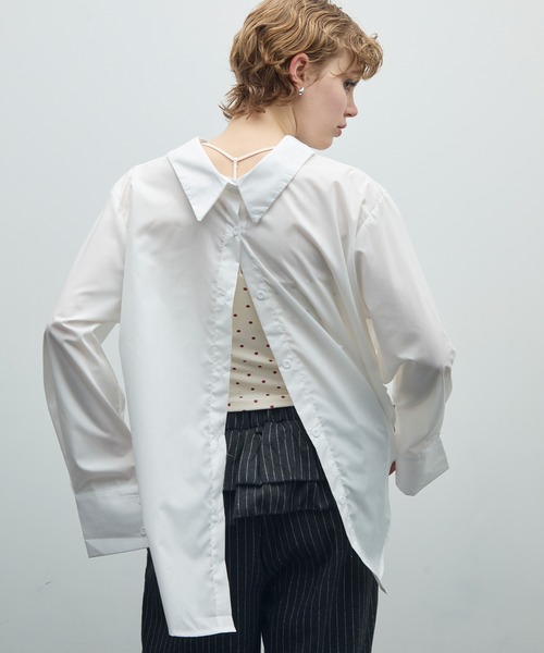 uyu.（ウユ）の「3wayビスチェレイヤードシャツ（シャツ/ブラウス・レディース・ブルー/ホワイト・FREE）」の10枚目の写真