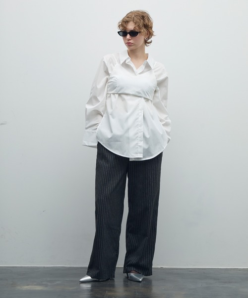 uyu.（ウユ）の「3wayビスチェレイヤードシャツ（シャツ/ブラウス・レディース・ブルー/ホワイト・FREE）」の12枚目の写真