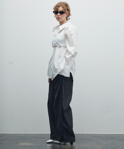 uyu.（ウユ）の「3wayビスチェレイヤードシャツ（シャツ/ブラウス・レディース・ブルー/ホワイト・FREE）」の13枚目の写真