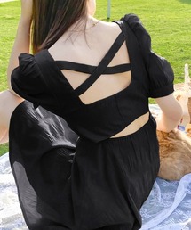 背中あきロングワンピース