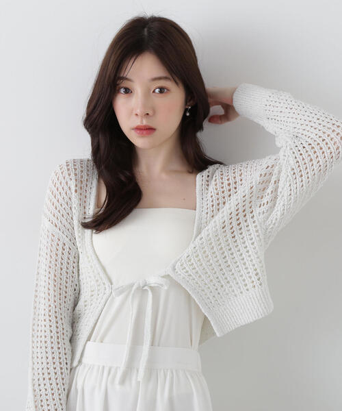 ＜Ｅ＞スパンコール入りリボンカーディガン / 1215177500