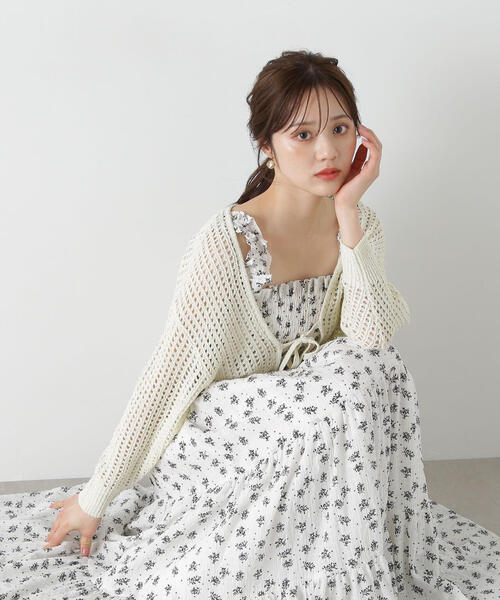 ＜Ｅ＞スパンコール入りリボンカーディガン / 1215177500