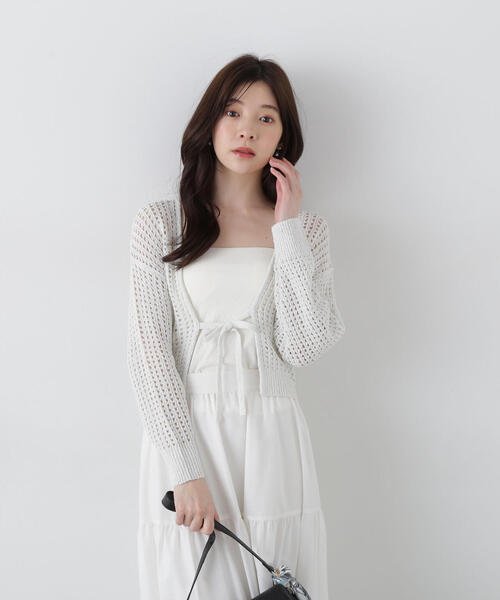 ＜Ｅ＞スパンコール入りリボンカーディガン / 1215177500