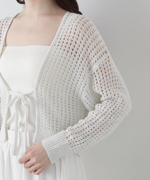 ＜Ｅ＞スパンコール入りリボンカーディガン / 1215177500