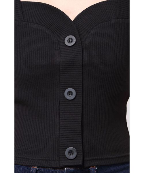 EMODA（エモダ）の「フロントボタンショートリブトップ（Tシャツ/カットソー・レディース・ピンク/グレー/ホワイト/ブラック/ブルー・FREE）」の3枚目の写真