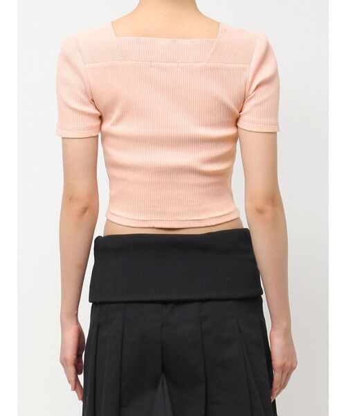 EMODA（エモダ）の「フロントボタンショートリブトップ（Tシャツ/カットソー・レディース・ピンク/グレー/ホワイト/ブラック/ブルー・FREE）」の14枚目の写真