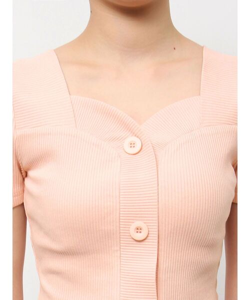 EMODA（エモダ）の「フロントボタンショートリブトップ（Tシャツ/カットソー・レディース・ピンク/グレー/ホワイト/ブラック/ブルー・FREE）」の13枚目の写真