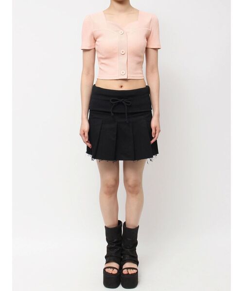 EMODA（エモダ）の「フロントボタンショートリブトップ（Tシャツ/カットソー・レディース・ピンク/グレー/ホワイト/ブラック/ブルー・FREE）」の8枚目の写真