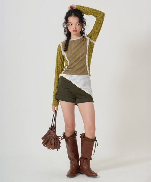 TINA：JOJUN（ティーナジョジュン）の「刺繍入り レース付きバンダナ TINA：JOJUN（バンダナ/スカーフ・レディース・ホワイト/ピンク・F）」の5枚目の写真