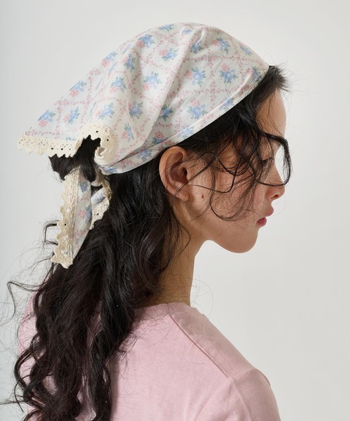 刺繍入り レース付きバンダナ TINA：JOJUN（バンダナ/スカーフ