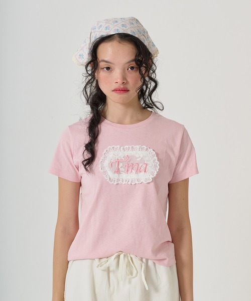 TINA：JOJUN（ティーナジョジュン）の「刺繍入り レース付きバンダナ TINA：JOJUN（バンダナ/スカーフ・レディース・ホワイト/ピンク・F）」の10枚目の写真