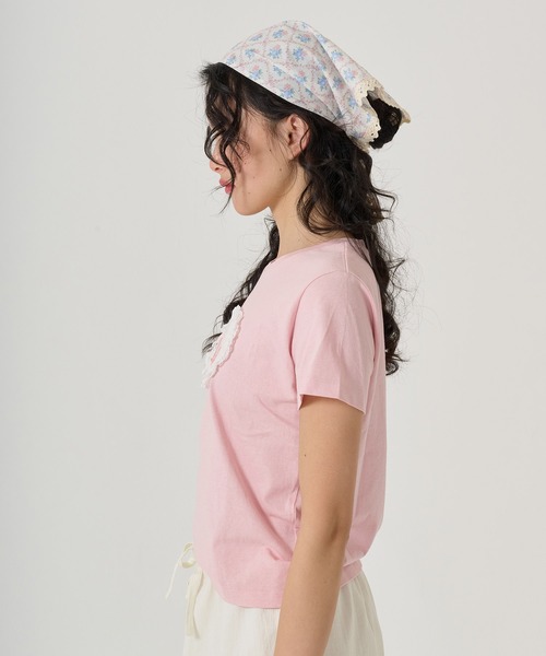 TINA：JOJUN（ティーナジョジュン）の「刺繍入り レース付きバンダナ TINA：JOJUN（バンダナ/スカーフ・レディース・ホワイト/ピンク・F）」の11枚目の写真