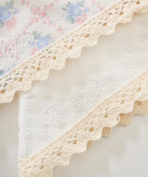 TINA：JOJUN（ティーナジョジュン）の「刺繍入り レース付きバンダナ TINA：JOJUN（バンダナ/スカーフ・レディース・ホワイト/ピンク・F）」の12枚目の写真