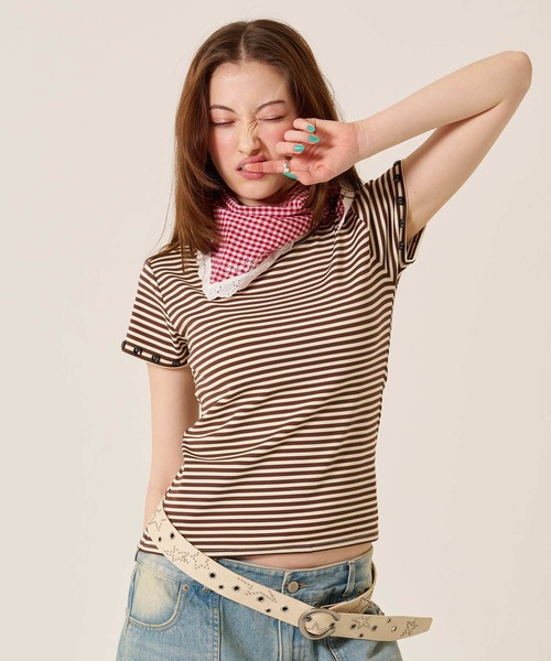TINA:JOJUN(ティーナジョジュン)の「刺繍入り レース付きバンダナ TINA:JOJUN(バンダナ/スカーフ・レディース・ホワイト/ピンク/レッド・F)」の18枚目の写真