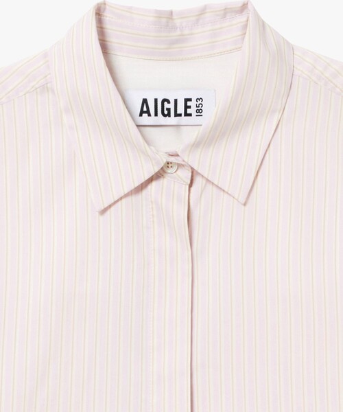 AIGLE(エーグル)の「吸水速乾 クールマックスストライプシャツ(シャツ/ブラウス・レディース・ダークブルー/パープル・34/40/38/36)」の5枚目の写真