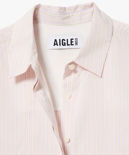 AIGLE(エーグル)の「吸水速乾 クールマックスストライプシャツ(シャツ/ブラウス・レディース・ダークブルー/パープル・34/40/38/36)」の6枚目の写真