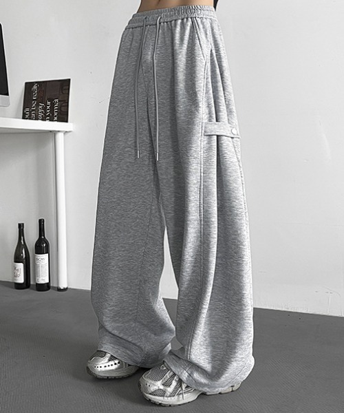 link lot(リンクロット)の「サイドスナップボタンワイドスウェットパンツ 変形パンツ ウエストゴム(スウェットパンツ・メンズ・グレー/ブラック・M/L)」の16枚目の写真