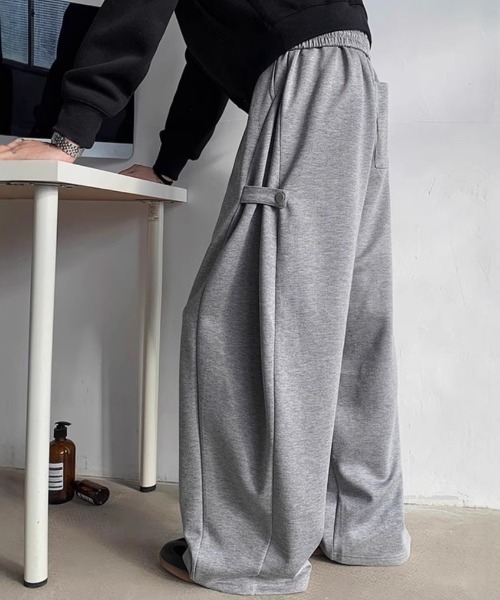 link lot(リンクロット)の「サイドスナップボタンワイドスウェットパンツ 変形パンツ ウエストゴム(スウェットパンツ・メンズ・グレー/ブラック・M/L)」の21枚目の写真