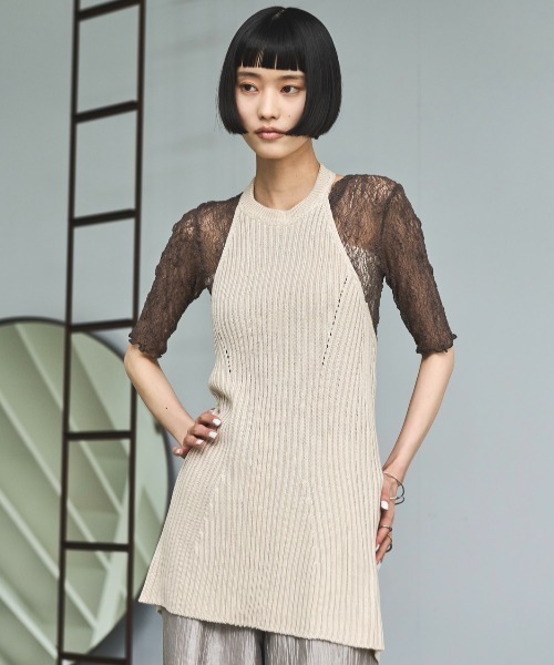 AIC.（エーアイシー）の「リブ編みホルタートップス（その他トップス・レディース・ブラック/キナリ・FREE）」の2枚目の写真