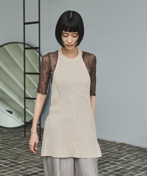 AIC.（エーアイシー）の「リブ編みホルタートップス（その他トップス・レディース・ブラック/キナリ・FREE）」の5枚目の写真