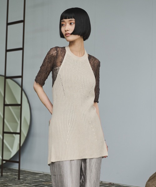 AIC.（エーアイシー）の「リブ編みホルタートップス（その他トップス・レディース・ブラック/キナリ・FREE）」の6枚目の写真